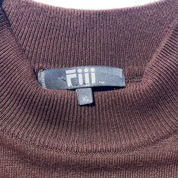 Fiii Men’s VTG Lightweight Mock Turtleneck Sweater XL Brown, Cotton/Rayon Italy - Picture 3 of 7